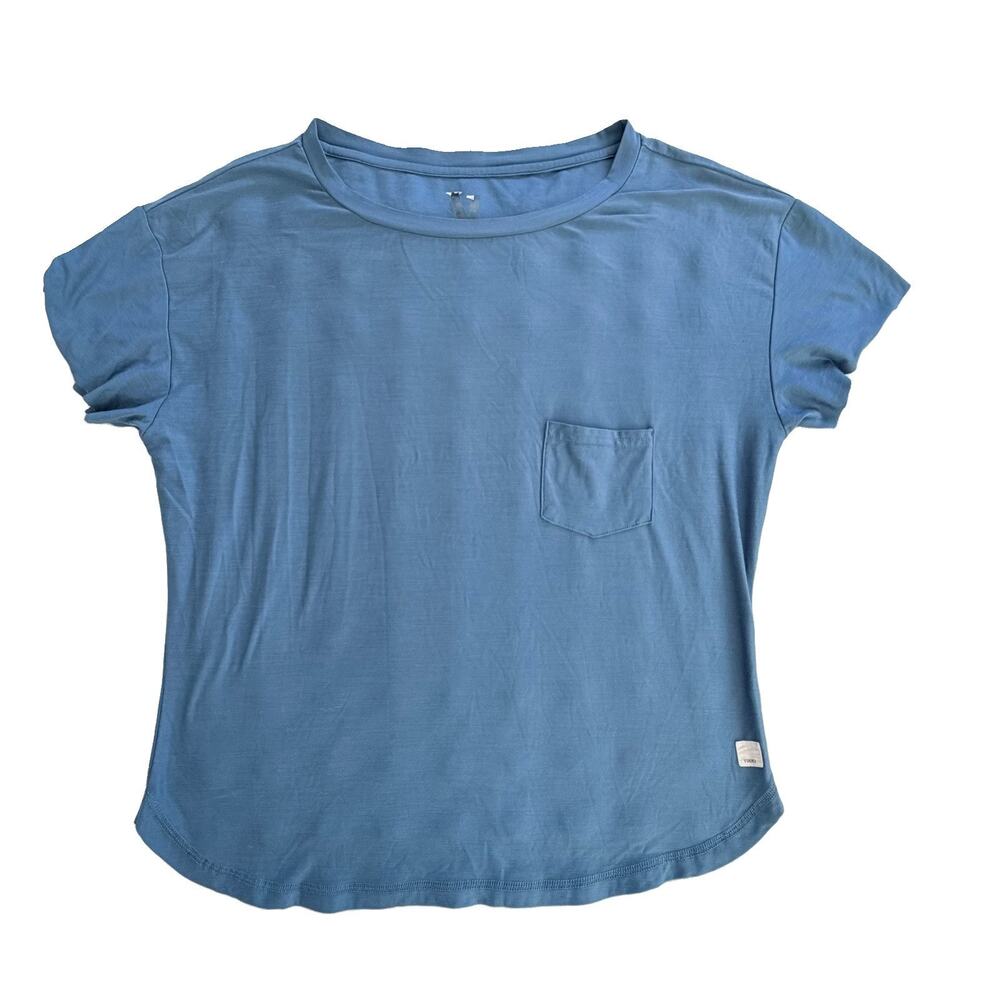 Vuori Women's Dusty Blue Round Neck Logo Tee Shirt S Athleisure